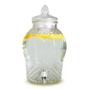 Vendita all'ingrosso succo di vasetti di vetro con rubinetto-Distributore di succo di birra acqua trasparente rotondo di vetro vaso con rubinetto rubinetto 20L
