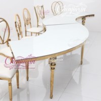 Fabrication Usine Vente Chaude Chaises et Tables de Luxe Blanches en Acier Inoxydable Forme Courbe pour Mariages et Événements