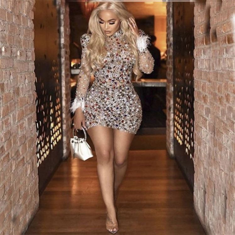 slim fit dress slacks Marbella Sequin Embellished Scoop Neck Mini Dress Pink
