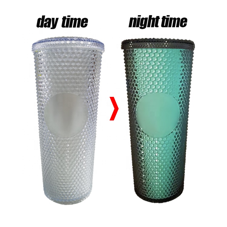 New Arrive Factory Halloween Luminous Glaw in Dark Studded Cup Double Wall Matte Color Changing Studded Tumblers