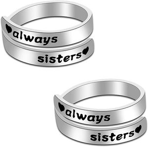 Cá Nhân Tốt Nhất Bạn Bè Nhẫn Pinky Lời Hứa Có Thể Điều Chỉnh Xoắn Ốc Bọc Vòng Xoắn Luôn Luôn Chị Em - Product Image 2