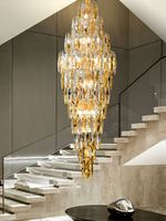 Lustre suspendu LED en cristal K9 en fer doré au design moderne et luxueux, haute luminosité, CRI 95, blanc neutre 4100K