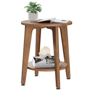 Table d'appoint compacte SENYU en bois de noyer rustique avec plateau et étagère de rangement, table de chevet pour petits appartements/dormitoires, table polyvalente laquée - Product Image 1