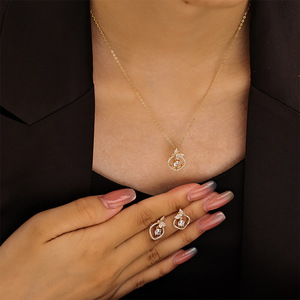 Ensemble collier et boucles d'oreilles en zircon avec nœud papillon, en alliage de cuivre, micro-incrustation, pour un usage quotidien - Product Image 2