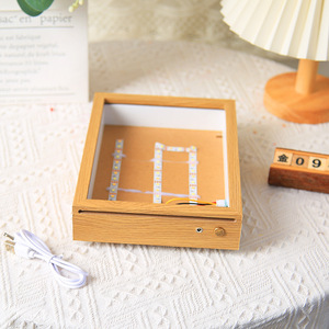 10x10 ánh sáng gỗ hình ảnh khung bảng hiển thị cảm ứng <span class=keywords><strong>LED</strong></span> Khung ảnh Sạc ánh sáng Bóng khung - Product Image 5