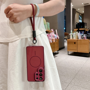 เคสโทรศัพท์แบบด้าน ดีไซน์เกราะ วัสดุ PC แม่เหล็ก พร้อมสายคล้องข้อมือ สำหรับ Samsung S26 S25 S24 S23 Ultra Plus FE A57 A37 - Product Image 2