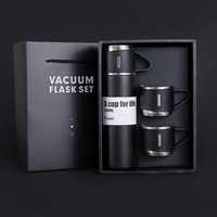 Ensemble cadeau de bouteilles isothermes en acier inoxydable 18/8 pour entreprises, avec 2 tasses, personnalisable, 500 ml
