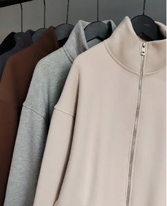 <span class=keywords><strong>Waso</strong></span> Life-Sudadera con capucha de color sólido y cuello alto de gran tamaño con doble cremallera - Product Image 3