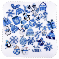 Patchs thermocollants en maille brodée écologiques pour vêtements, motifs de Noël : pingouin de dessin animé, ours polaire, bonhomme de neige, polyester