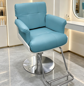 Sillón de Barbería Hidráulico de Cuero PU Blanco, Silla de Estilismo para Salón, Base de Acero Inoxidable, Asiento de Peluquería para Salón de Belleza - Product Image 5