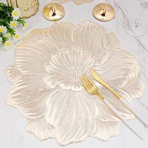 Tabletex New Gold Xmas Flower Sets <span class=keywords><strong>de</strong></span> <span class=keywords><strong>table</strong></span> pour le dîner Napperons en vinyle plastique métallique Nappes antidérapantes Noël - Product Image 6