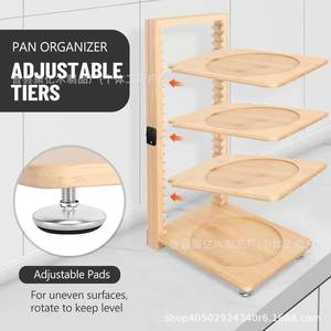 Wooden <b>Kitchen</b> <b>Storage</b> <b>Rack</b> 6 Tier Adjustable Corner Countertop Cookware Organizer Solid Wood Standing Type - Product Image 4