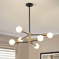 Lustre Sputnik moderne classique noir et or, lumière nordique de luxe, suspension réglable en hauteur à 12 lampes pour salon et salle à manger