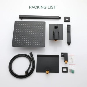 12-inch American Style Stainless Steel Concealed Wall-Mounted <b>Shower</b> <b>System</b> Bathtub Hand Overhead Rain <b>Shower</b> Heads Matte Black - Product Image 2