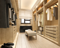 Armoire ouverte moderne en bois, design de meubles de chambre à coucher pour dressing