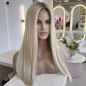 Perruques Lace Front de Qualité Supérieure en Cheveux Européens, Couleur Blond Miel avec Mèches Piano, 100% Cheveux Européens, pour Femmes Blanches - Product Image 5