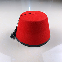 Sombrero Turco Fez de Fieltro Rojo Personalizado HLC con Borla, Sombreros Marroquíes, Accesorio de Disfraz para Eventos Casuales y al Aire Libre, Fiestas y Decoración