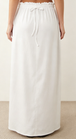 Jupe longue fluide blanche en tissu doux pour femme avec volants, taille élastique à cordon de serrage, coupe ample, idéale pour l'été, les vacances et le quotidien