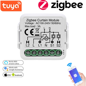 Solución Zigbee, Módulo de Interruptor de Cortina Inteligente Zigbee 3.0, Controlador de Pared <span class=keywords><strong>con</strong></span> App Tuya, Compatible <span class=keywords><strong>con</strong></span> <span class=keywords><strong>Alexa</strong></span> - Product Image 2