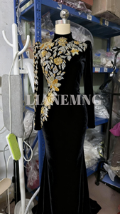 LM A883 nuovo di zecca brillante stile sirena di diamanti con paillettes con perline in <span class=keywords><strong>velluto</strong></span> naturale <span class=keywords><strong>Midi</strong></span> abito da sera da donna - Product Image 2