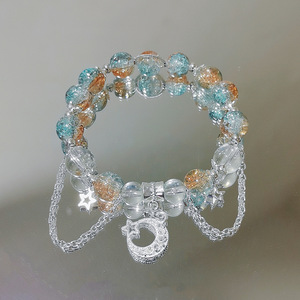 Nouvel Arrivage Bracelet en alliage de lune avec perles en émail coloré à motifs floraux, design de niche pour femme, style féerique <span class=keywords><strong>Mori</strong></span>, pour petite amie - Product Image 1