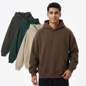 Sudadera con capucha de velour grueso de alta calidad, extragrande, pesada, con media cremallera, personalizada, 420 gramos, 100% algodón, para hombre, invierno - Product Image 1