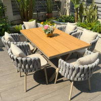 Ensemble table et chaises d'extérieur en alliage d'aluminium empilables, durables, écologiques et créatifs de style nordique pour cour, jardin, terrasse