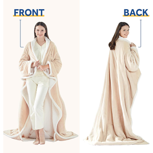 Manta de calefacción Sherpa de franela acolchada con 6 ajustes de calor 2-10 horas Cierre automático Mangas de bolsillo Manta eléctrica portátil - Product Image 4