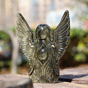 Figura Decorativa de Obsidiana Dorada Tallada a Mano, Estilo Bohemio, Regalo Elegante, para Decoración - Product Image 3