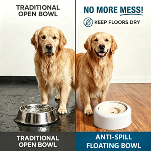 2026 New Design Stylish 1000ml Large Capacity Anti-Spill <strong>Dog</strong> Water <strong>Bowl</strong> Floating Slow Water Feeder for Pets - Product Image 2