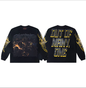 T-shirt a maniche lunghe casual in puro cotone, vestibilità ampia, <span class=keywords><strong>con</strong></span> stampa cartoon retrò, stile hip hop street, di tendenza americana transfrontaliera, novità - Product Image 2