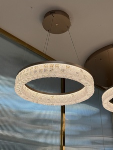 Lámpara de Araña LED de Cristal Acrílico Suspendida de Lujo Moderno Serie NVC Moon Ring para Sala de Estar y Entrada, Iluminación de Alta Gama - Product Image 3