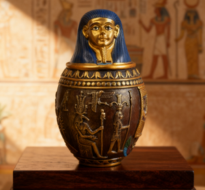 Meiweipet <strong>Urn</strong> Pet Ancient <strong>Egyptian</strong> Mythology Resin Sculpture Pet Memorial <strong>Urn</strong> with Pharaoh Statue Copper Jar Casket for Dog - Product Image 3
