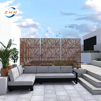 Panneaux muraux décoratifs de jardin en métal découpé au laser en acier Corten Conception en forme de feuille Séparateurs de pièces d'extérieur de style Art déco moderne