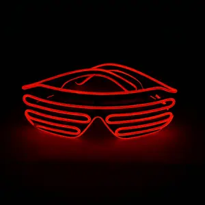 ชัตเตอร์ EL Wire นีออนแว่นตาคลั่งกระพริบ LED แว่นตากันแดด Light Up เครื่องแต่งกายสําหรับ 80s, EDM, ปาร์ตี้