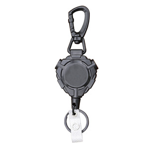 Cuerda de acero de 1.0 mm con mosquetón, triangular, negra, con hebilla antirrobo telescópica, carrete resistente de fácil extracción. - Product Image 5