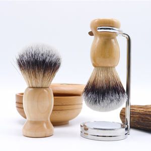 Brosses de rasage à Logo personnalisé pour hommes OEM, rasoir <span class=keywords><strong>synthétique</strong></span> en Fiber de bois, brosse naturelle pour le rasage - Product Image 1