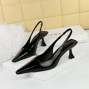 Sandales tendance couleur unie à talon bas pour femme, sexy, style slingback, été 2024 - Product Image 3
