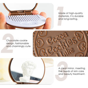流行礼品和促销品2合1饼干形设计手持便携式化妆镜带梳子 - Product Image 5
