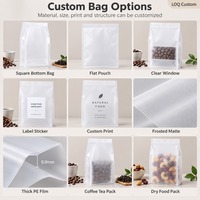 Sachet personnalisé en PE de 0,3 mm d'épaisseur avec fond carré, conforme aux normes FDA, pochette plastique autoportante pour l'emballage de café, thé, snacks et aliments secs
