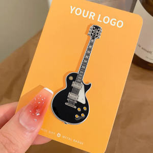 <span class=keywords><strong>Promotion</strong></span> Schwarz Cool Instrument Musik Cartoon Vergoldete Emaille Pin Benutzer definierte Logo Abzeichen Gitarre Anstecknadel Zum Verkauf - Product Image 3