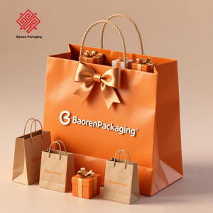 Papier d'art Baoren avec stratification d'impression offset pour le shopping sac fourre-tout en papier Kraft personnalisé de luxe pour vêtements robe de soirée - Product Image 1