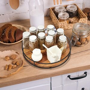 Estante giratorio de madera, organizador redondo de madera de acacia con rotación de 360 grados para baño, cocina y escritorio. - Product Image 2