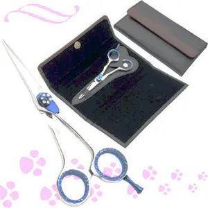 ASAP Ultra-light Curved Pet Grooming Scissors Symmetric Handle Convex Blade Fixed Finger Rest Dog Hair Scissors 6.25 Inch