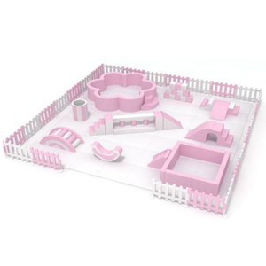 Ensemble de jeu d'intérieur rose avec blocs souples et clôture pour la zone de jeux à domicile des enfants - Product Image 1
