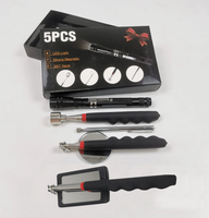 Kit de 5 outils de ramassage télescopiques magnétiques avec miroir d'inspection LED et lampe torche, extracteur magnétique extensible pour réparation automobile