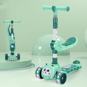 Trottinettes à pédales pliables pour enfants chauds avec 3 ensembles de coudières de genou à roues en polyuréthane lumineuses pour enfants de 2 à 14 ans - Product Image 3