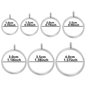 Classique En Gros En Acier Inoxydable 10mm à 40mm Photo Collier Charme Rond Verre Mémoire Vivante Flottant Médaillon Pendentif - Product Image 3