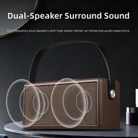Haut-parleur portable D30 rétro en bois avec batterie rechargeable 16W pour extérieur, système audio pour maison, ordinateur et téléphone avec subwoofer