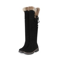 Bottes d'hiver pour femmes, style western, à talon bas, doublées de velours, à fermeture éclair/à lacets, grandes tailles, livraison directe